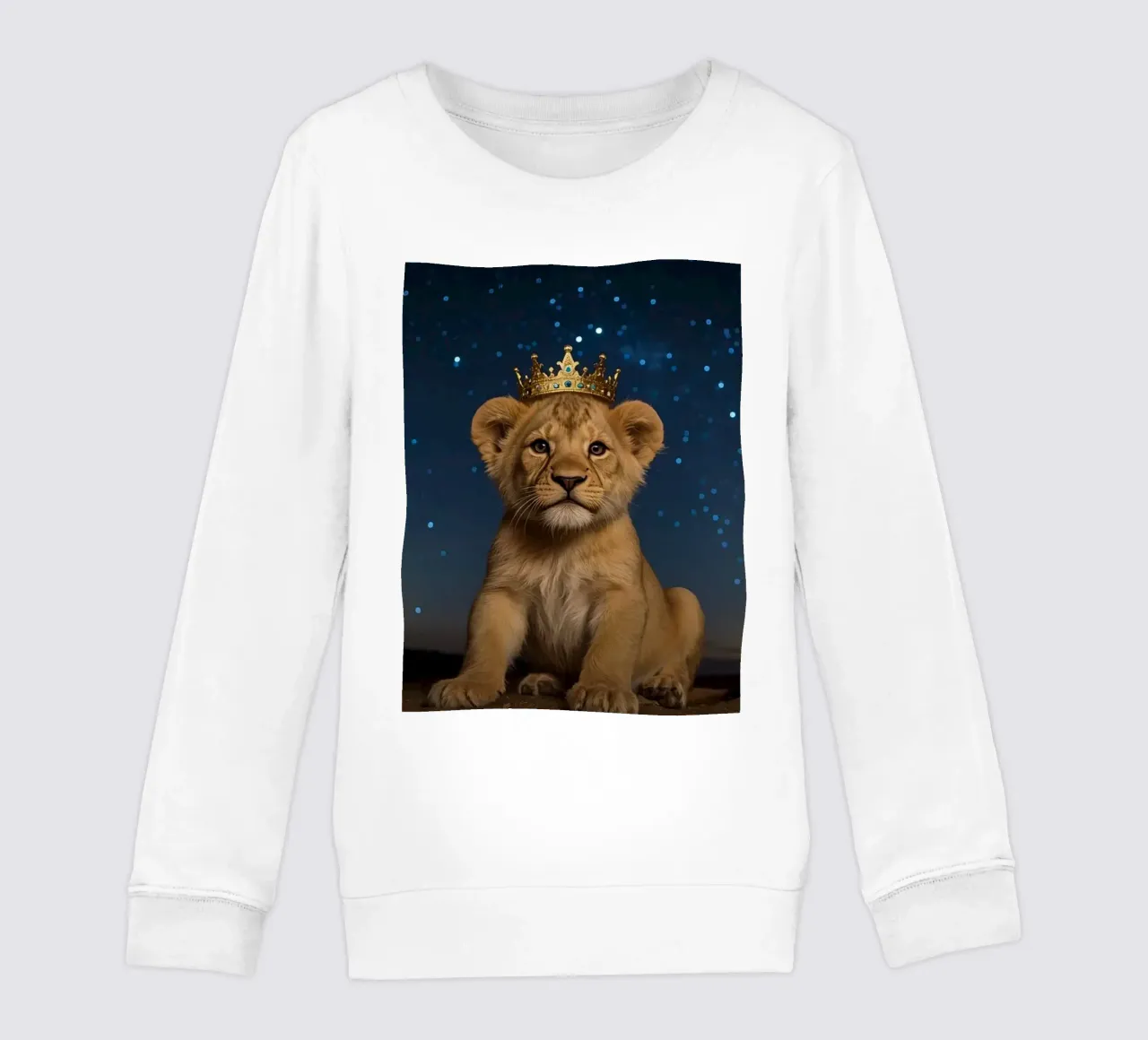 Leeuwenwelp draagt kroon 's nachts kinder sweatshirt van DesignDoodle