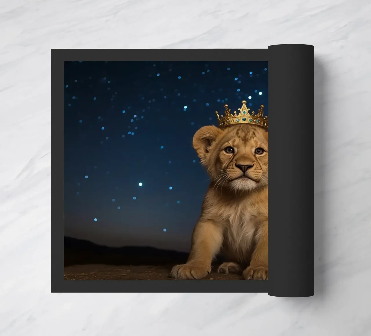 Leeuwenwelp draagt kroon 's nachts deurmat van DesignDoodle