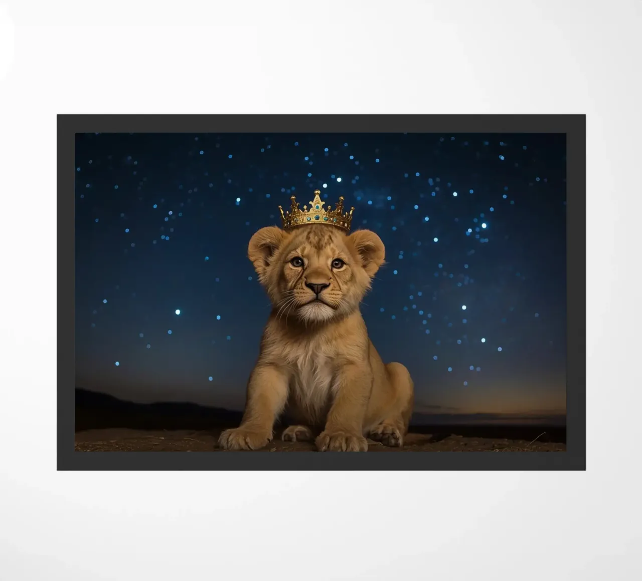 Leeuwenwelp draagt kroon 's nachts deurmat van DesignDoodle