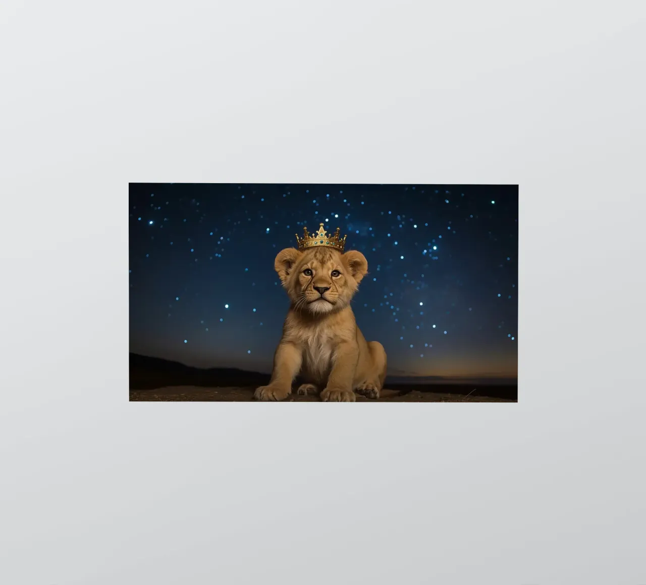 Leeuwenwelp draagt kroon 's nachts sticker van DesignDoodle