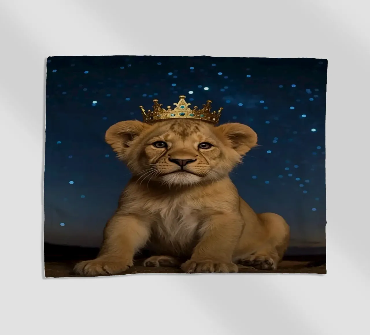 Leeuwenwelp draagt kroon 's nachts strandhanddoek van DesignDoodle