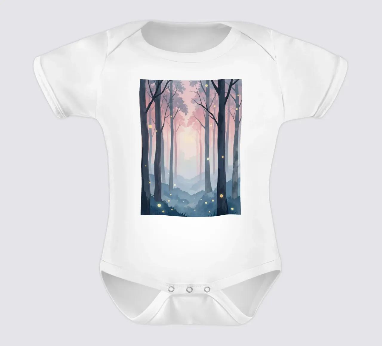 Foresta nebbiosa con sfere luminose body neonato maniche corte da DesignDoodle