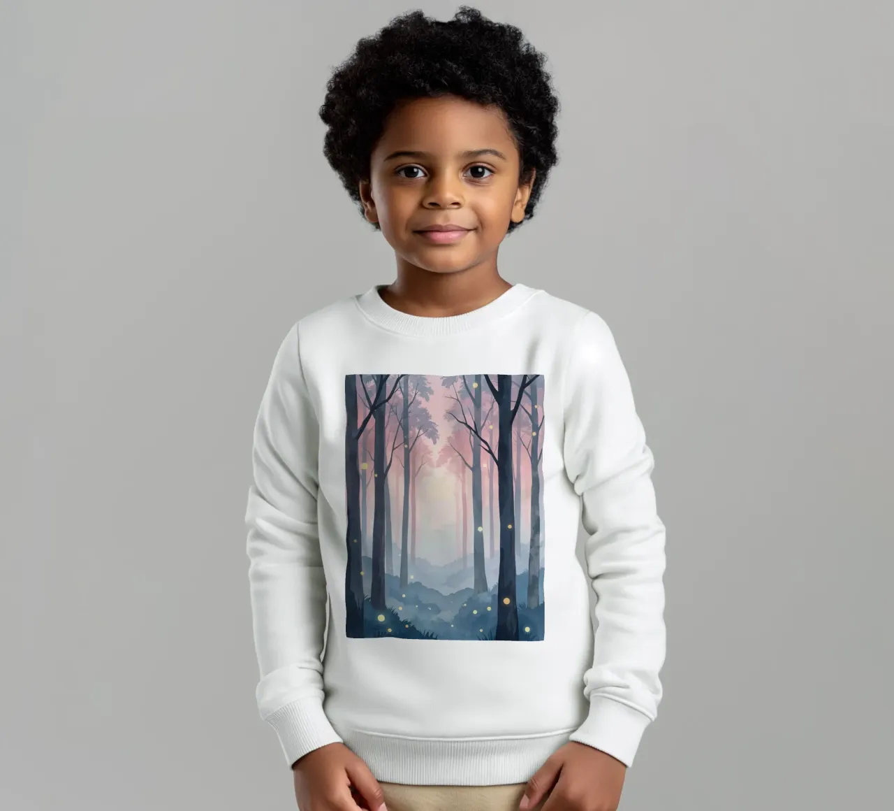 Foresta nebbiosa con sfere luminose felpa bambino da DesignDoodle