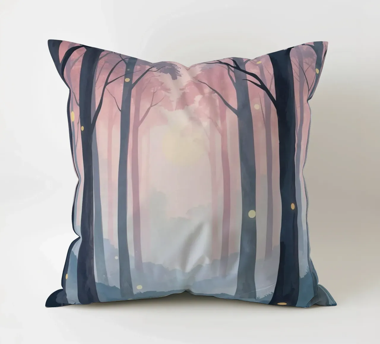 Foresta nebbiosa con sfere luminose cuscino da DesignDoodle