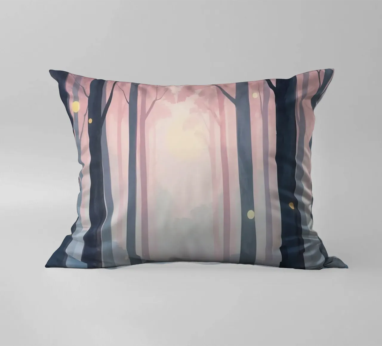 Foresta nebbiosa con sfere luminose cuscino da DesignDoodle