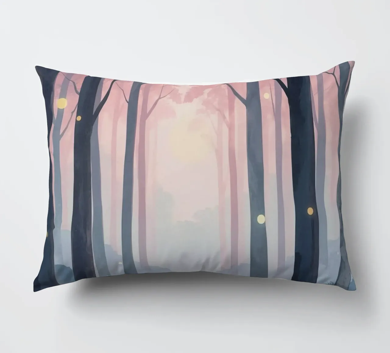 Foresta nebbiosa con sfere luminose cuscino da DesignDoodle