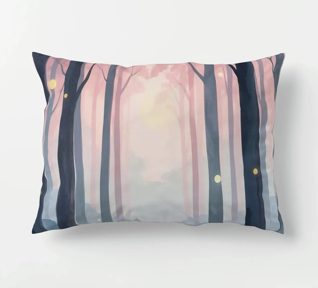 Foresta nebbiosa con sfere luminose cuscino da DesignDoodle