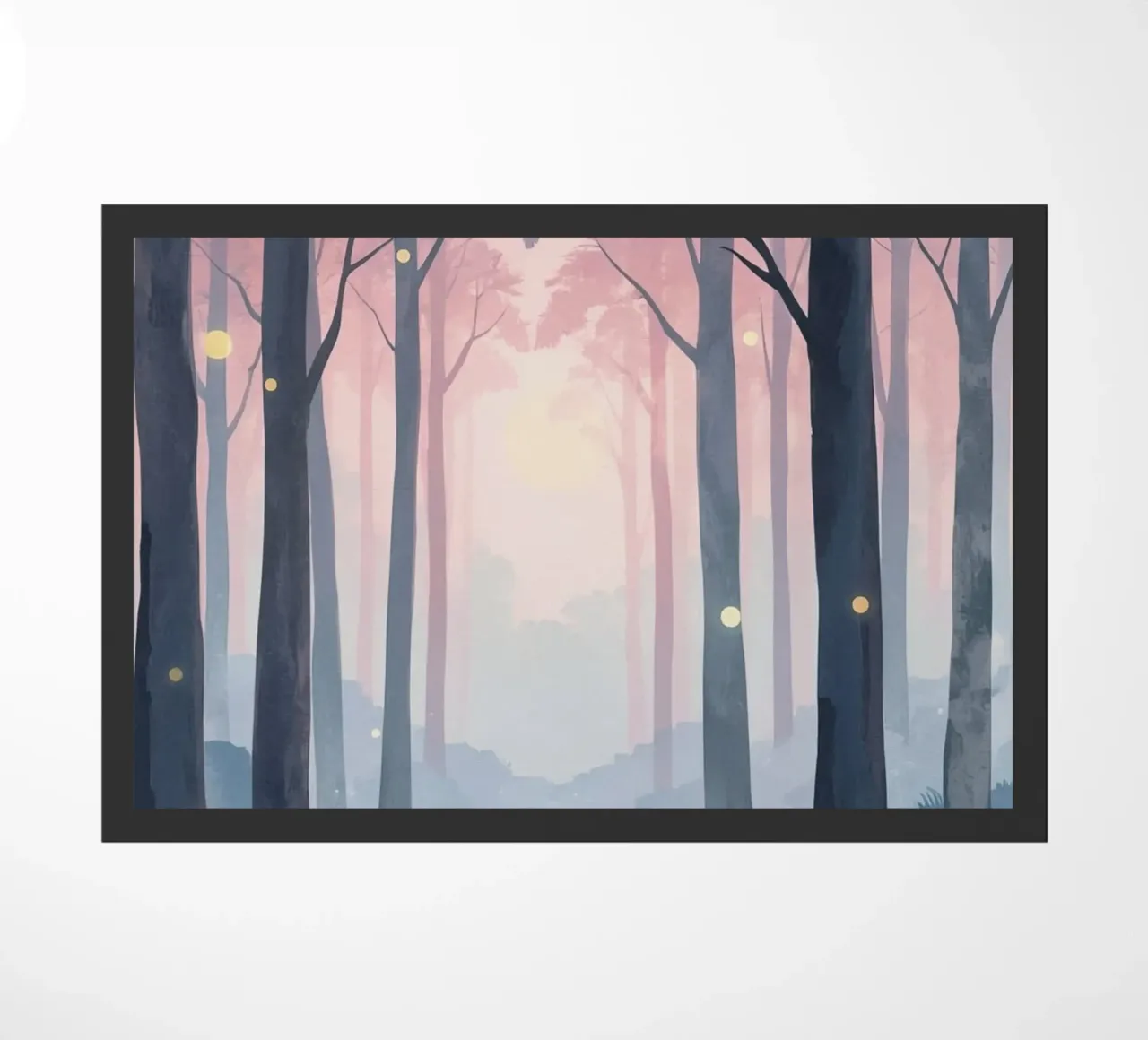 Foresta nebbiosa con sfere luminose zerbino da DesignDoodle