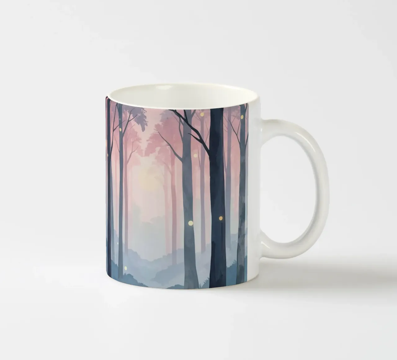 Foresta nebbiosa con sfere luminose tazza in ceramica da DesignDoodle