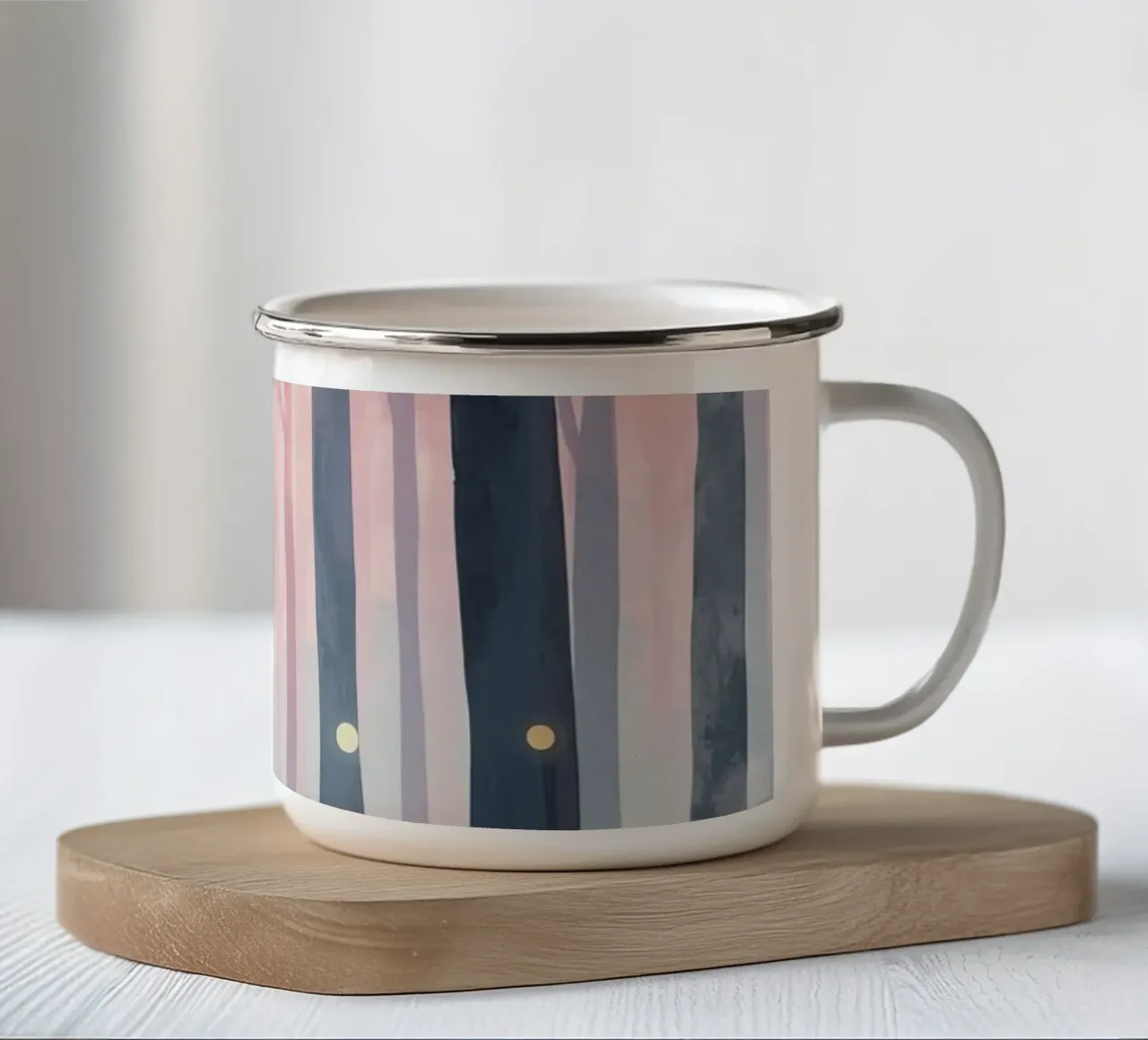 Foresta nebbiosa con sfere luminose tazza in smalto da DesignDoodle
