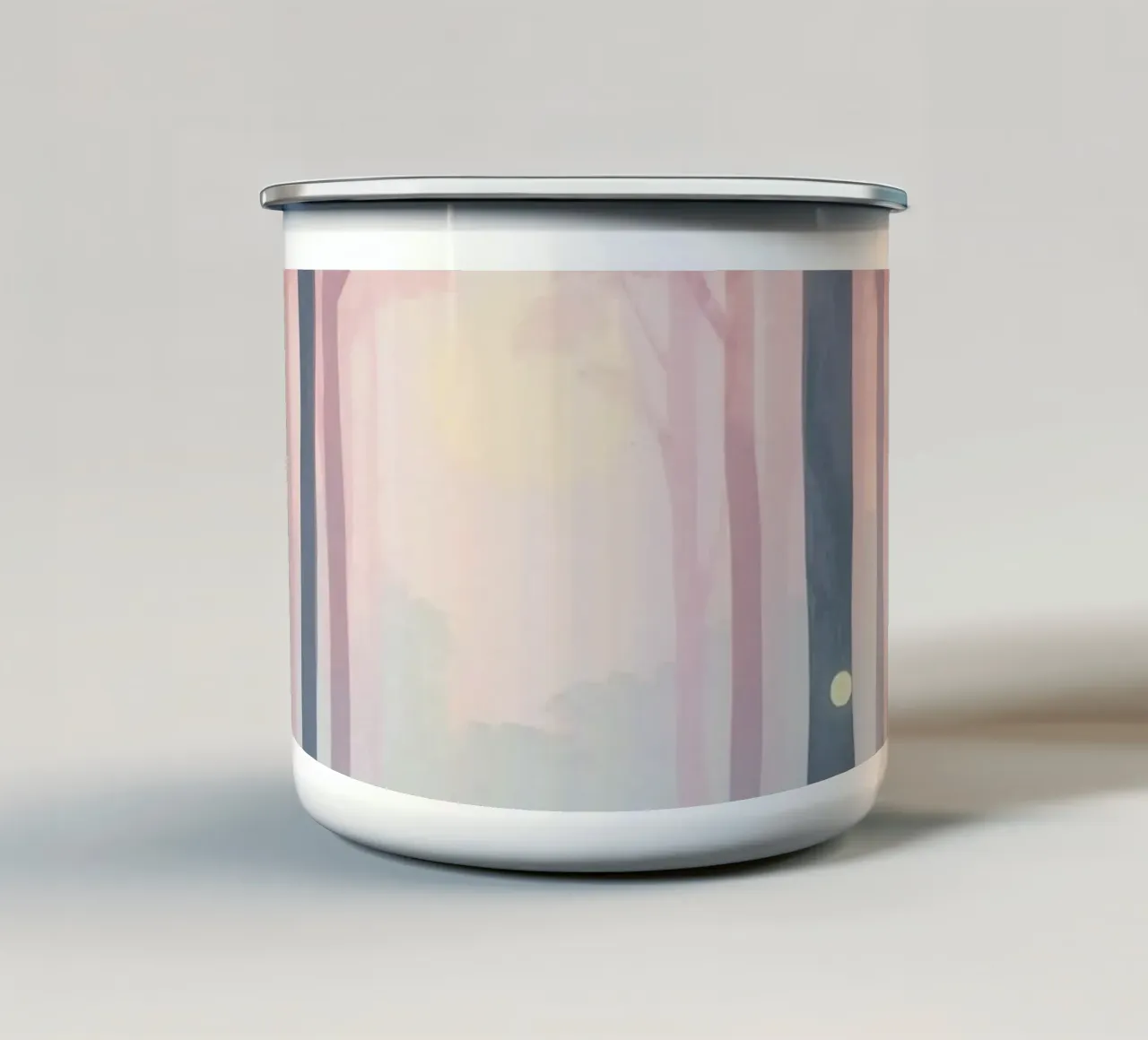 Foresta nebbiosa con sfere luminose tazza in smalto da DesignDoodle
