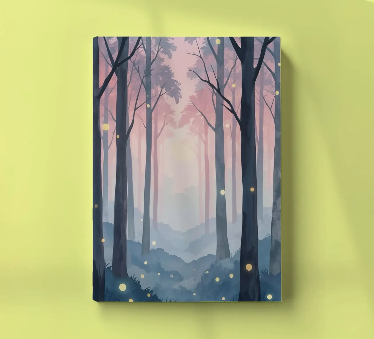 Misty Forest with Glowing Orbs notebook by DesignDoodle