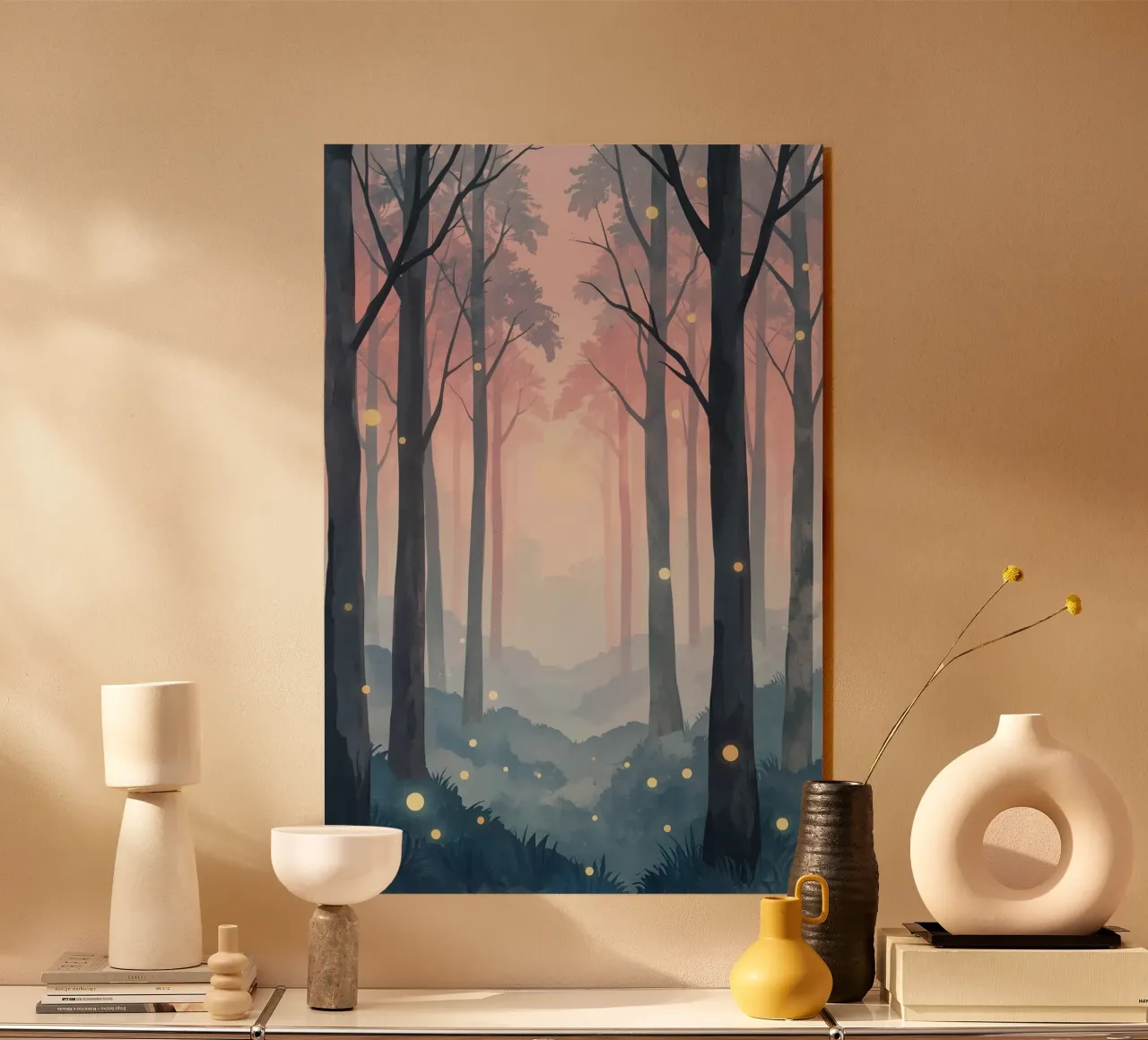 Foresta nebbiosa con sfere luminose plexiglass da DesignDoodle