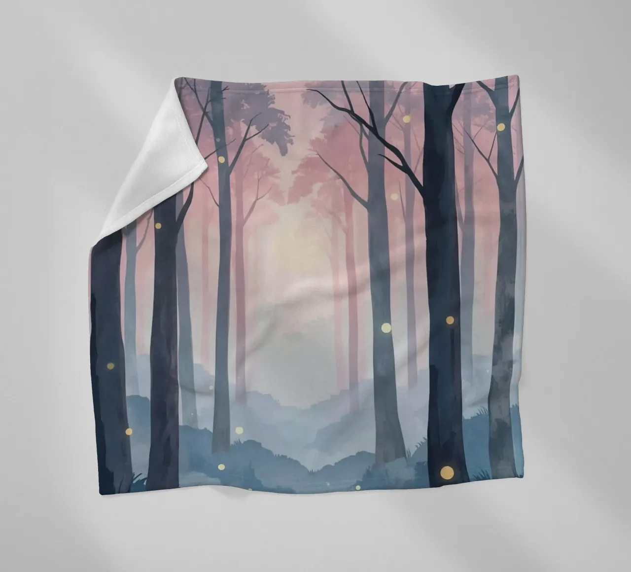 Foresta nebbiosa con sfere luminose coperta in pile da DesignDoodle