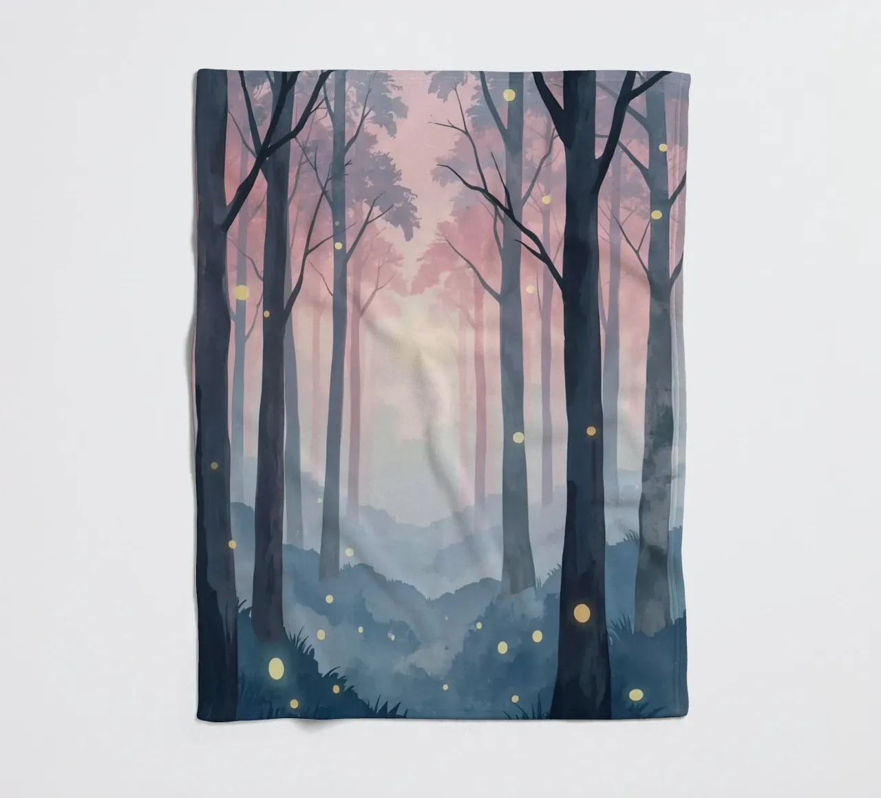 Foresta nebbiosa con sfere luminose coperta in pile da DesignDoodle