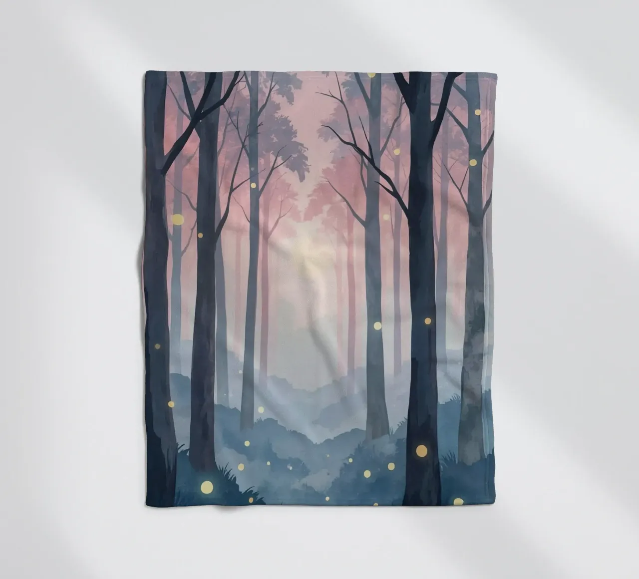 Foresta nebbiosa con sfere luminose coperta in pile da DesignDoodle