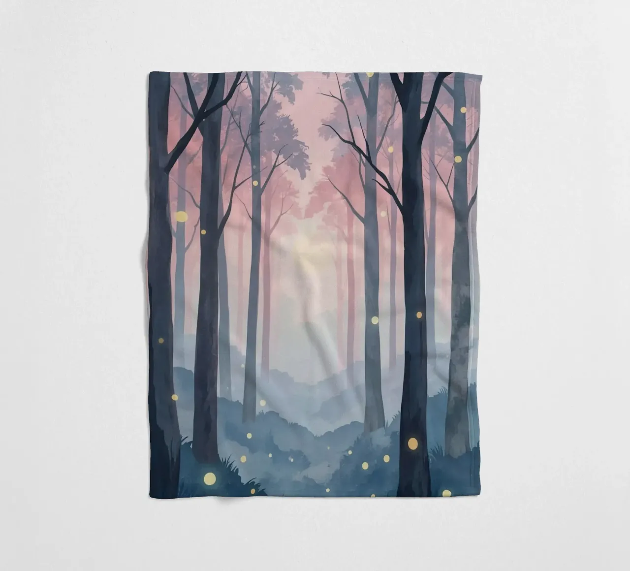 Foresta nebbiosa con sfere luminose coperta in pile da DesignDoodle