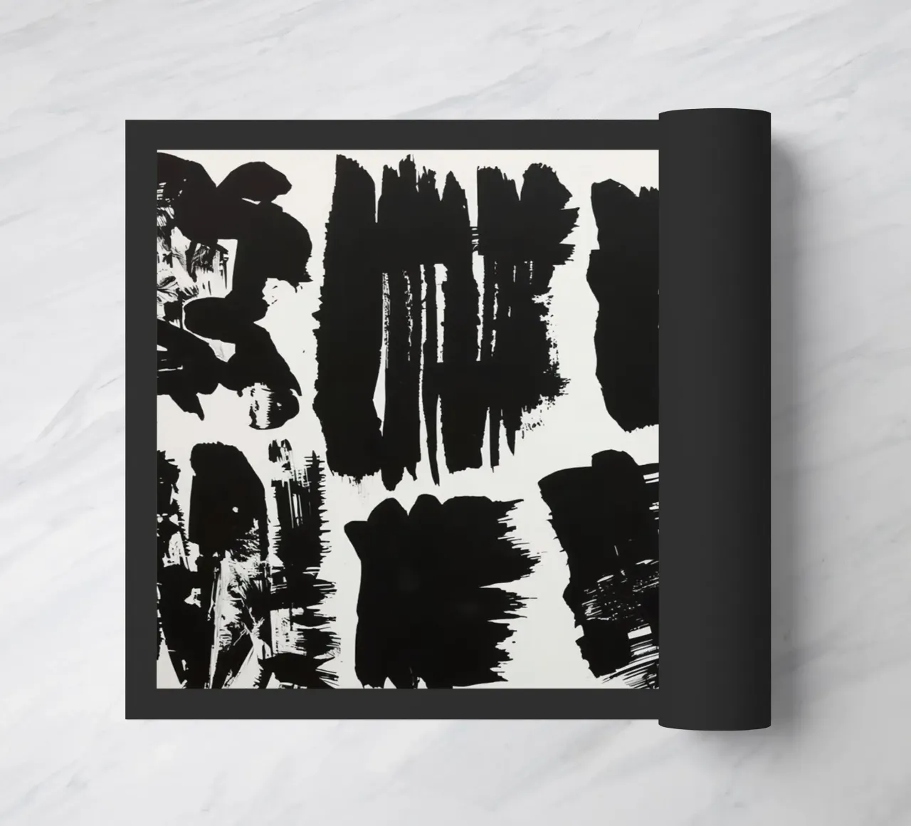 Pennellate astratte di inchiostro nero su sfondo bianco zerbino da DesignDoodle