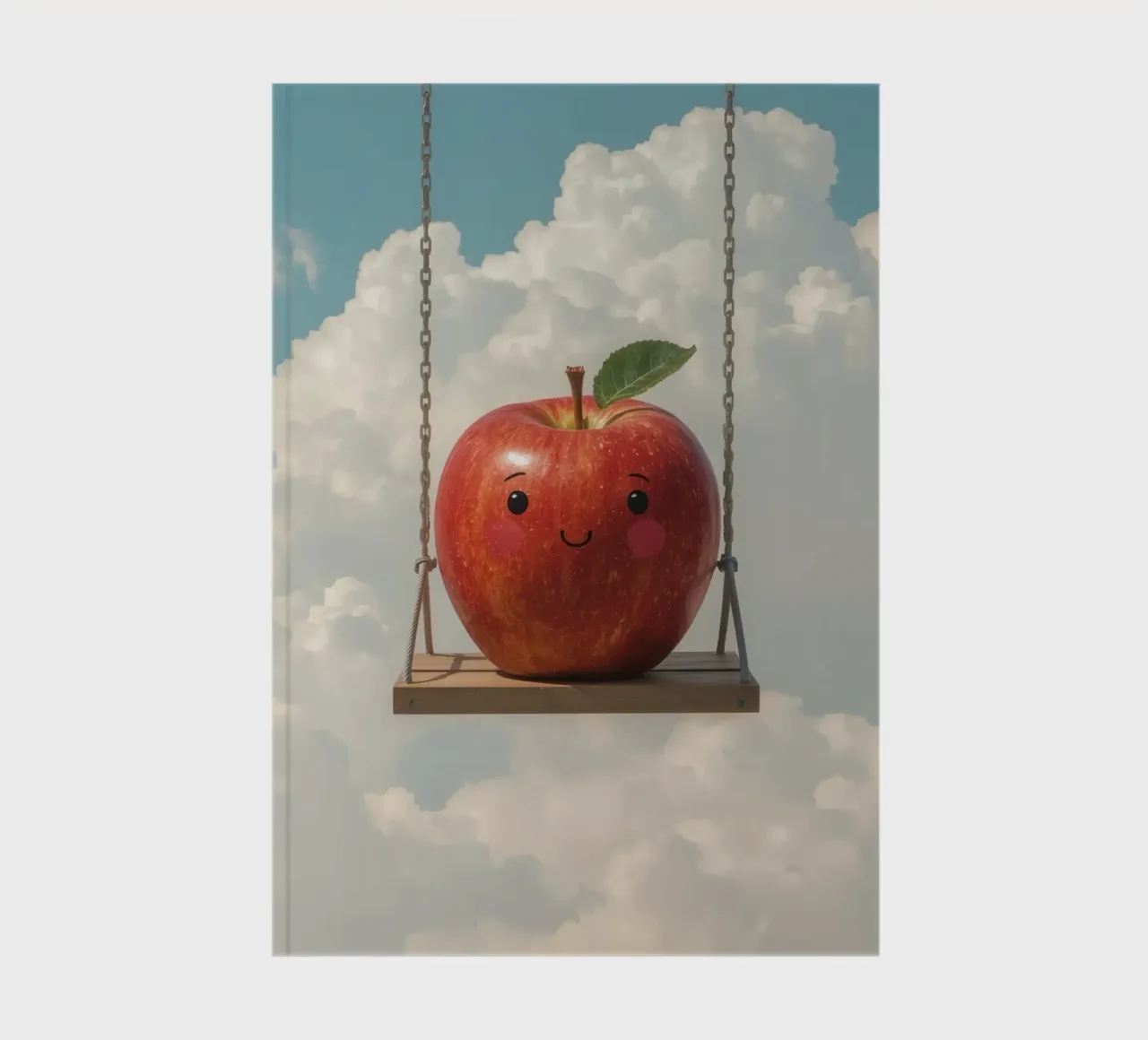 Cute Red Apple on a Swing in the Clouds notebook by DesignDoodle