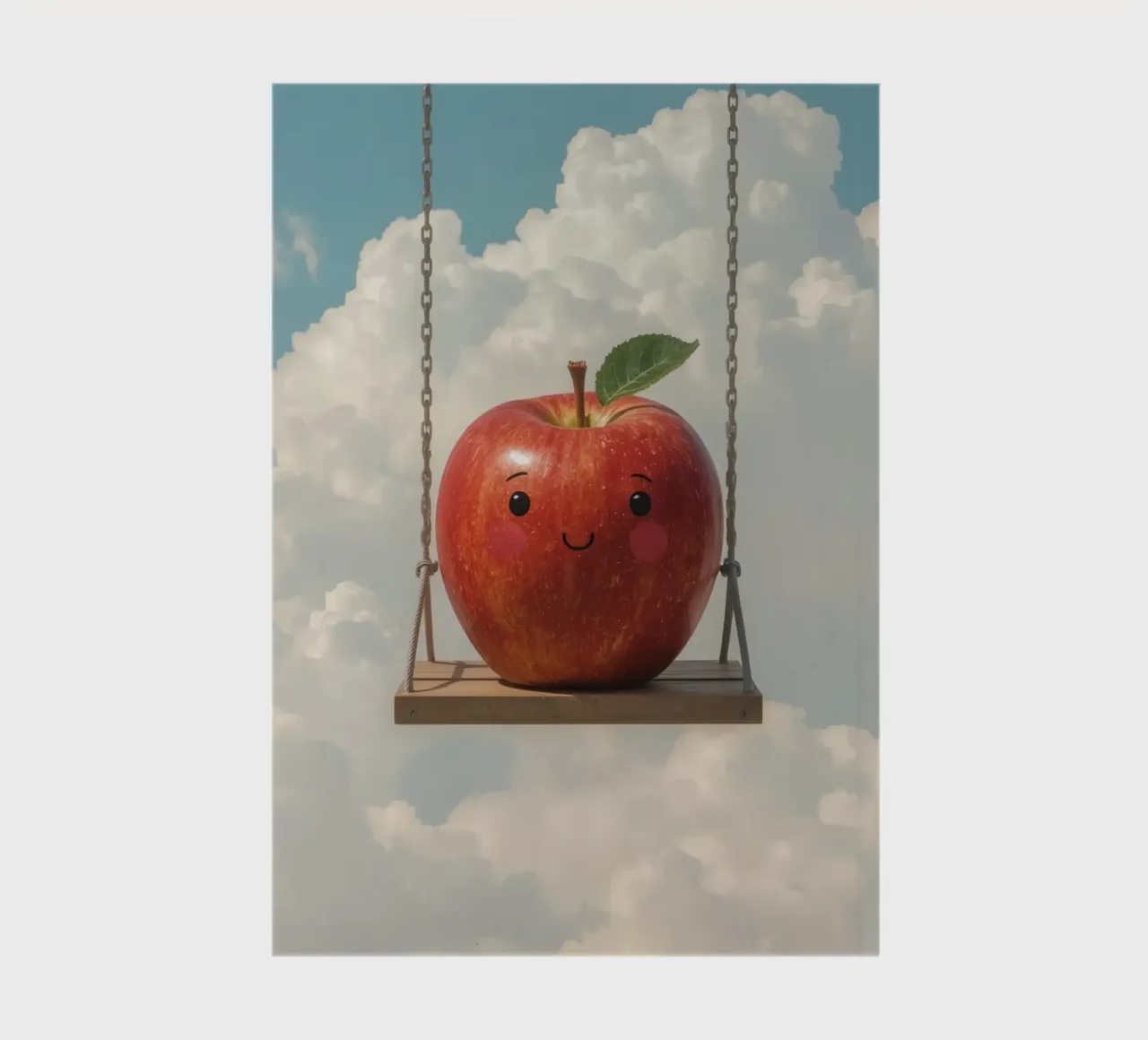 Cute Red Apple on a Swing in the Clouds notebook by DesignDoodle