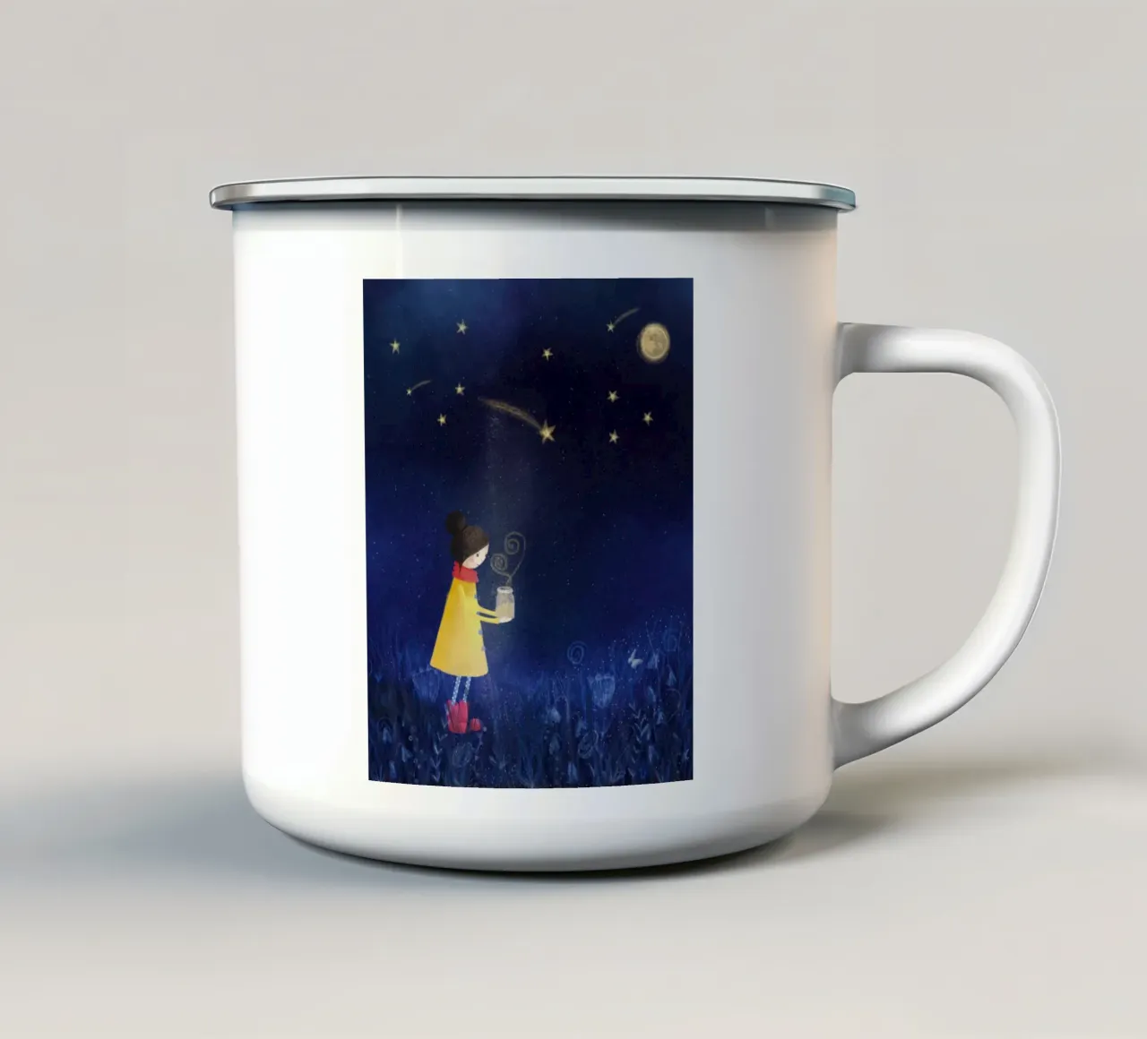 Shooting Star Fragrance tazza in smalto da Inge Hauser Illustration