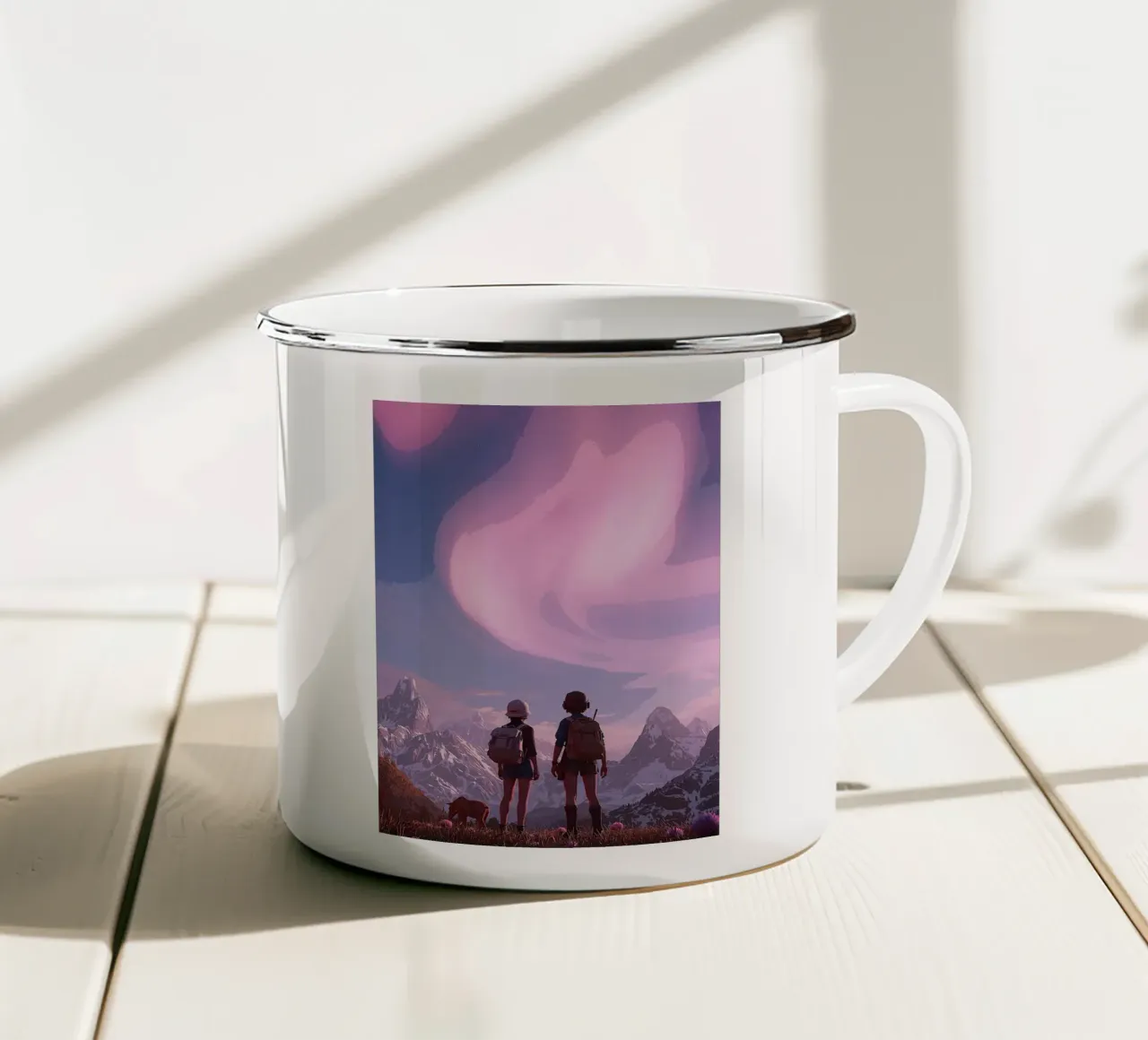 Avventurieri sotto un cielo da sogno tazza in smalto da van hellen