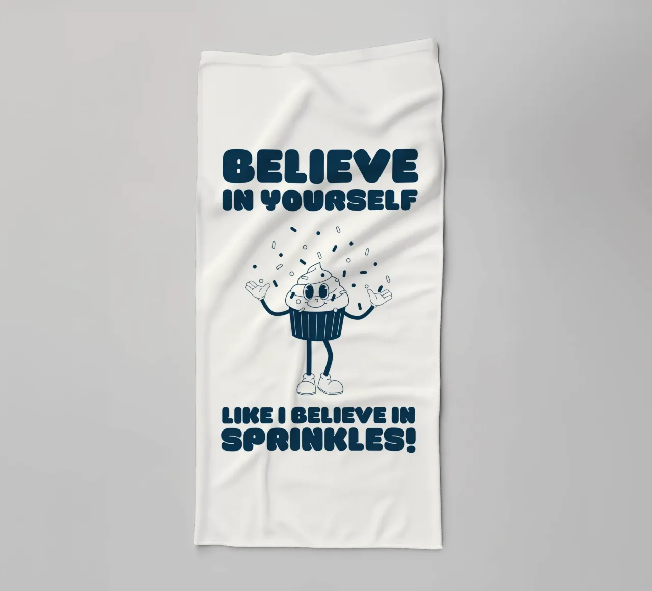 Retro Comic Character Believe In Sprinkles Blue White towel by Studio Frances M