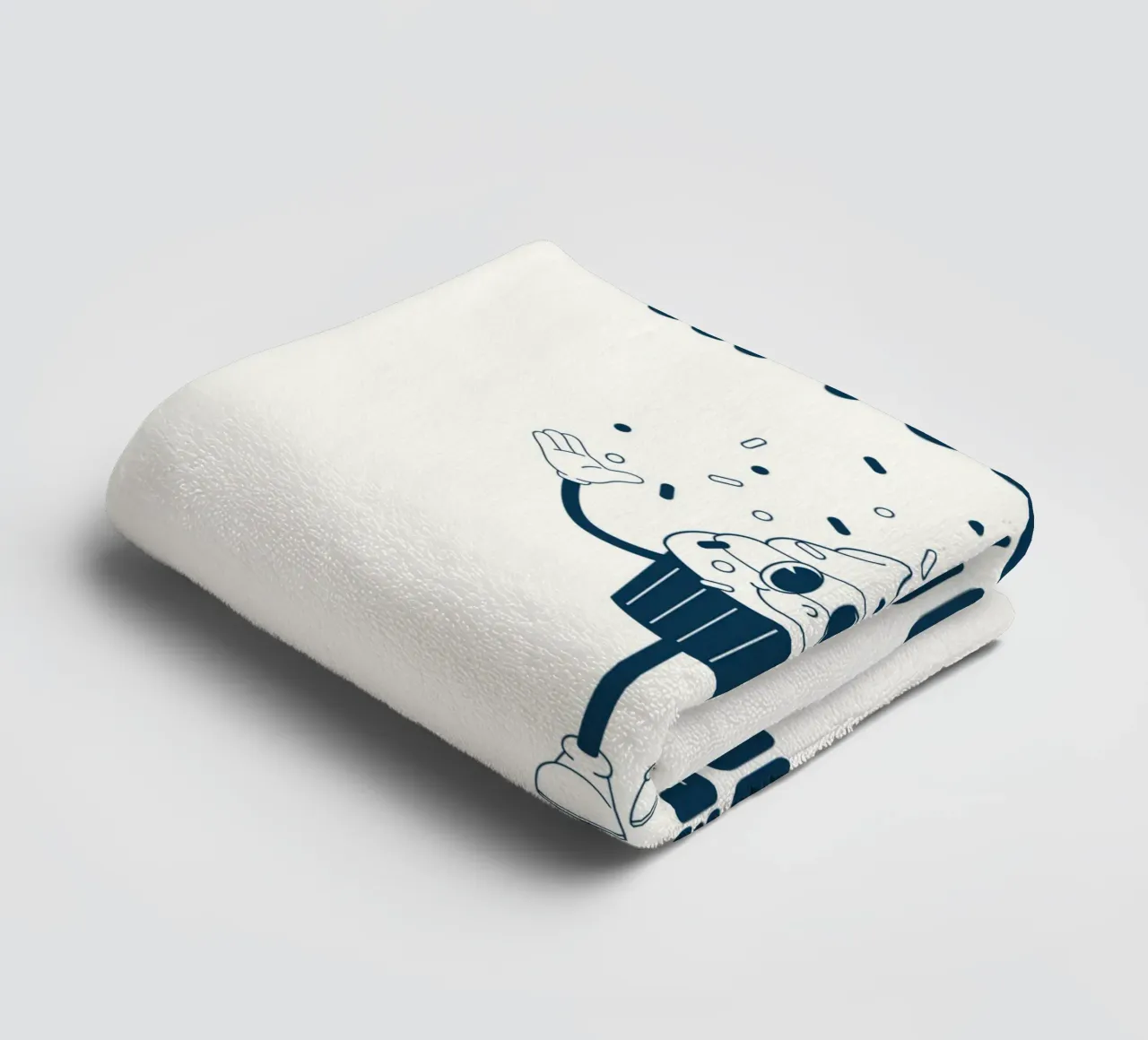Retro stripfiguur Geloof in strooigoed Blauw Wit badhanddoek van Studio Frances M