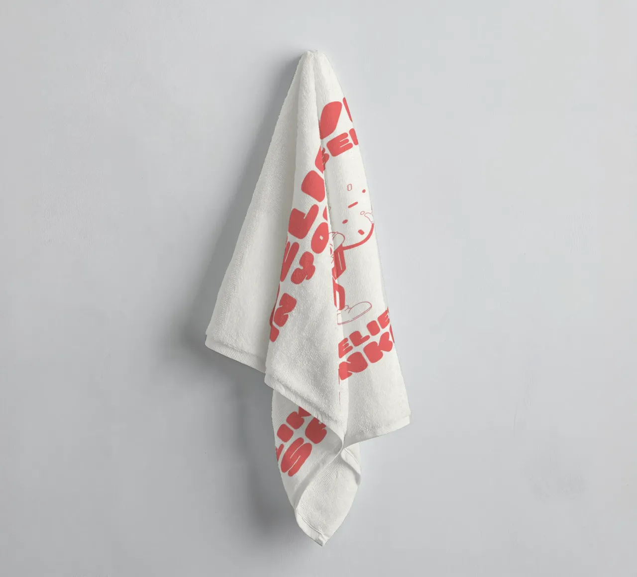 Retro stripfiguur Geloof in strooigoed Rood Wit badhanddoek van Studio Frances M
