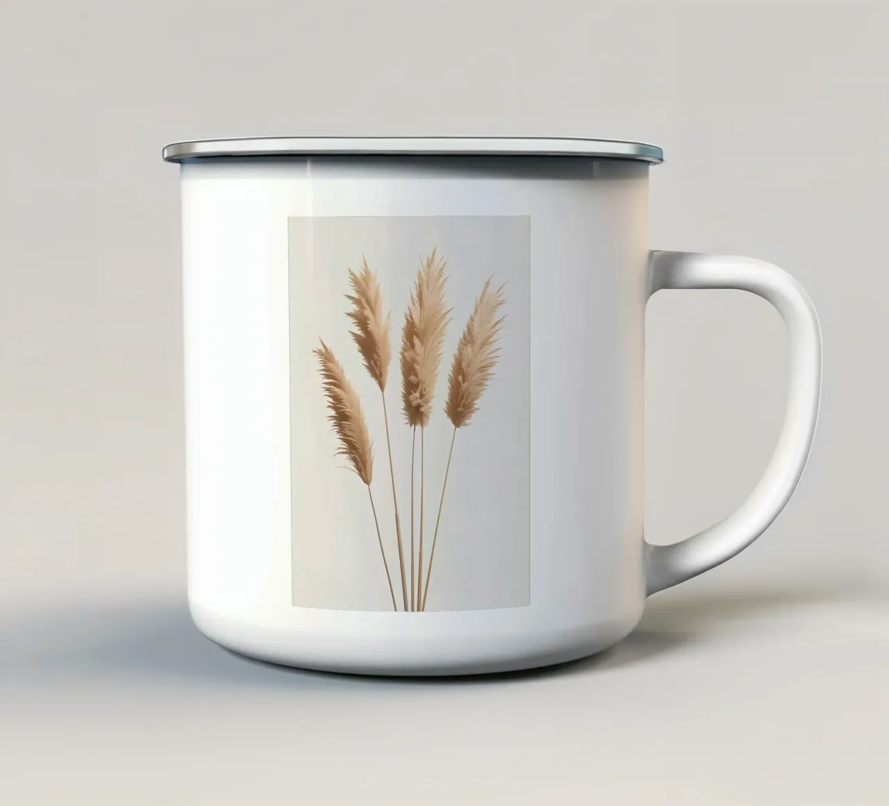 Tre pennacchi di erba della pampa tazza in smalto da Botanical Gallery