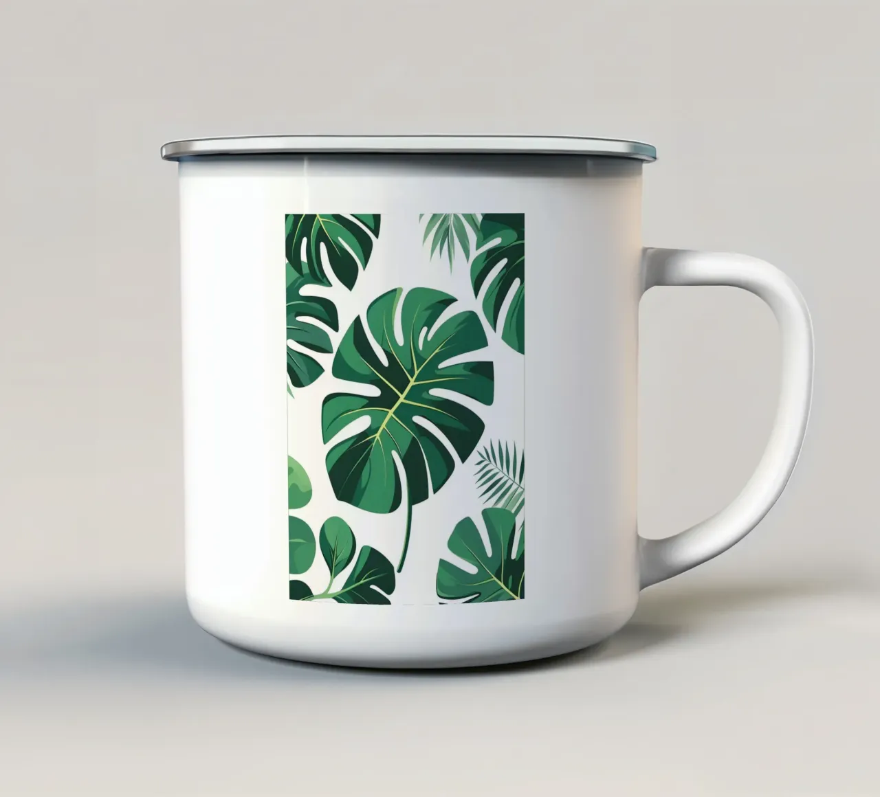 Foglia di Monstera con spaccature tazza in smalto da Botanical Gallery