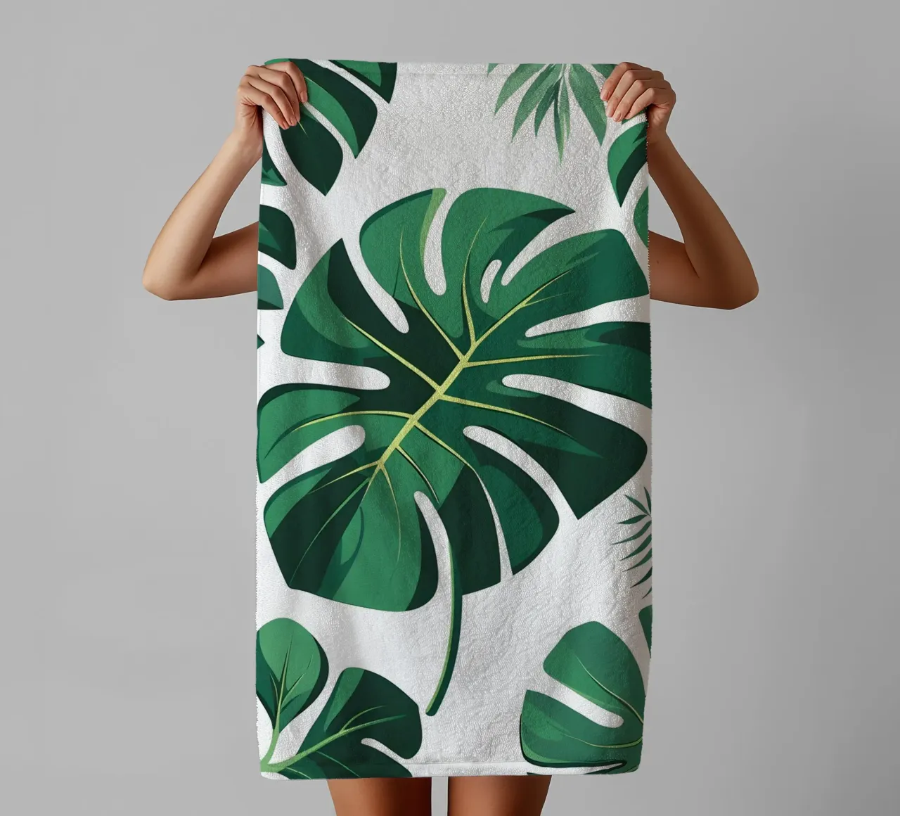 Monstera leaf with splits towel by Botanical Gallery