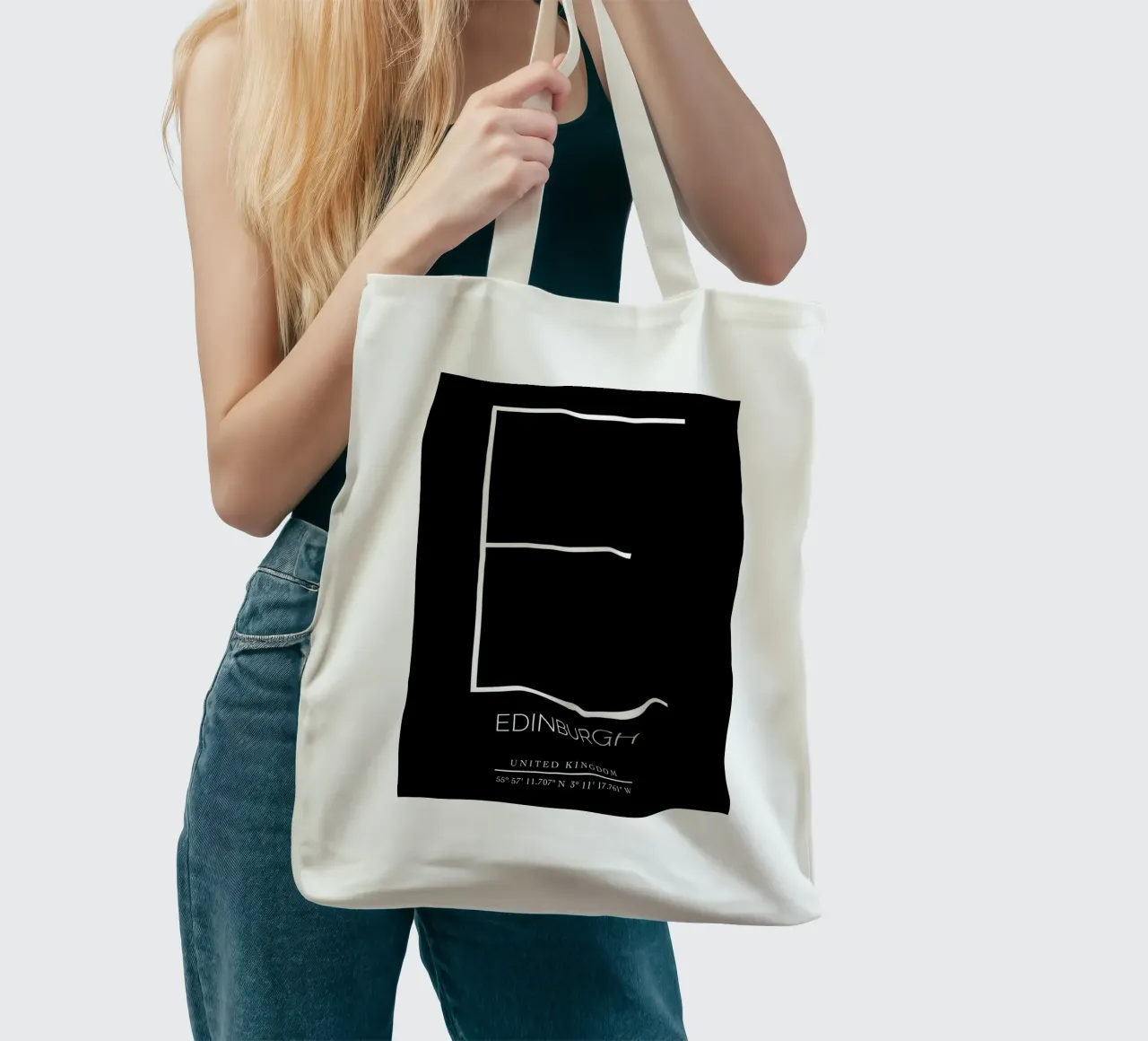EDINBURGH - black jute draagtas van CityLights