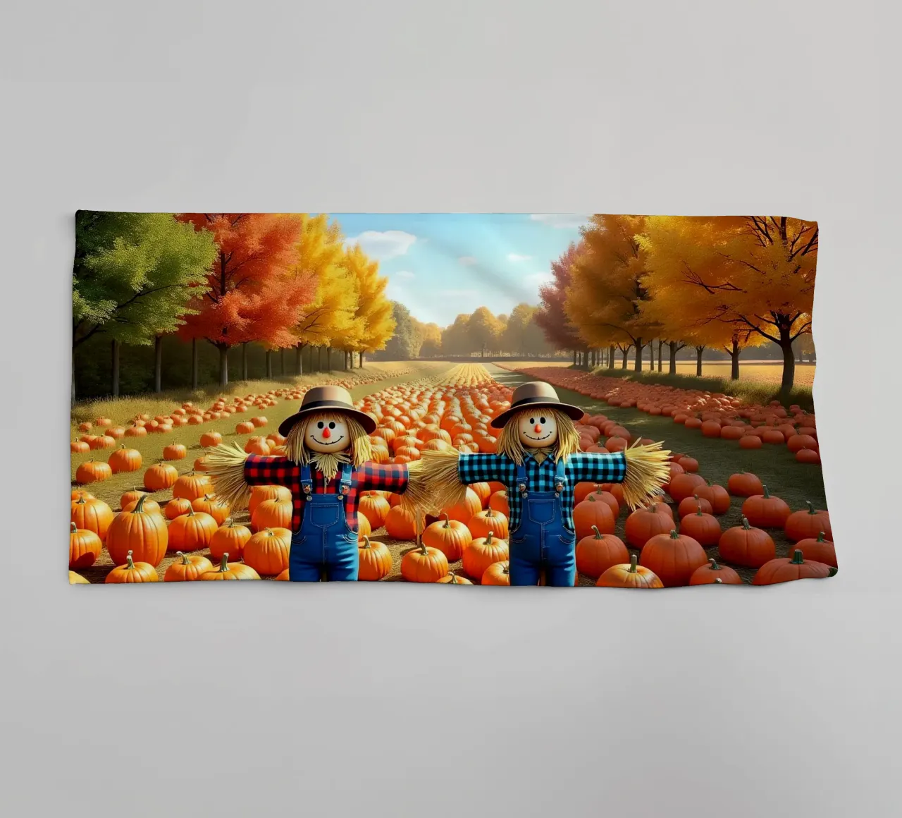 Campo_di_zucca_spaventapasseri_1 asciugamano da bagno da Fantasie & Mystikwelten by LK