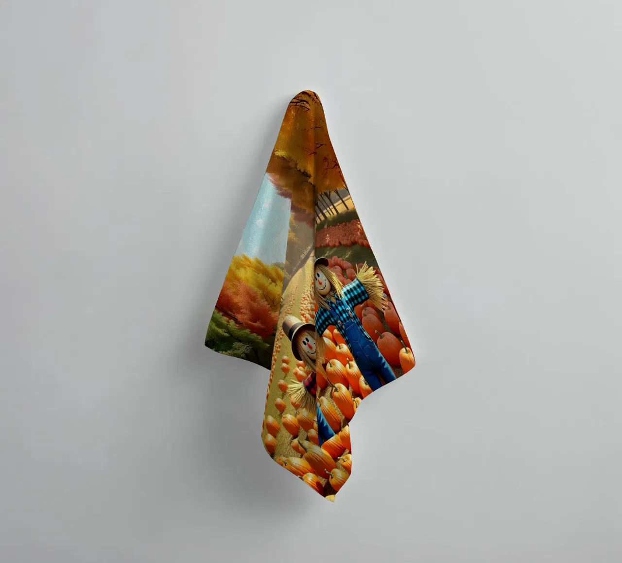 Campo_di_zucca_spaventapasseri_1 asciugamano da bagno da Fantasie & Mystikwelten by LK