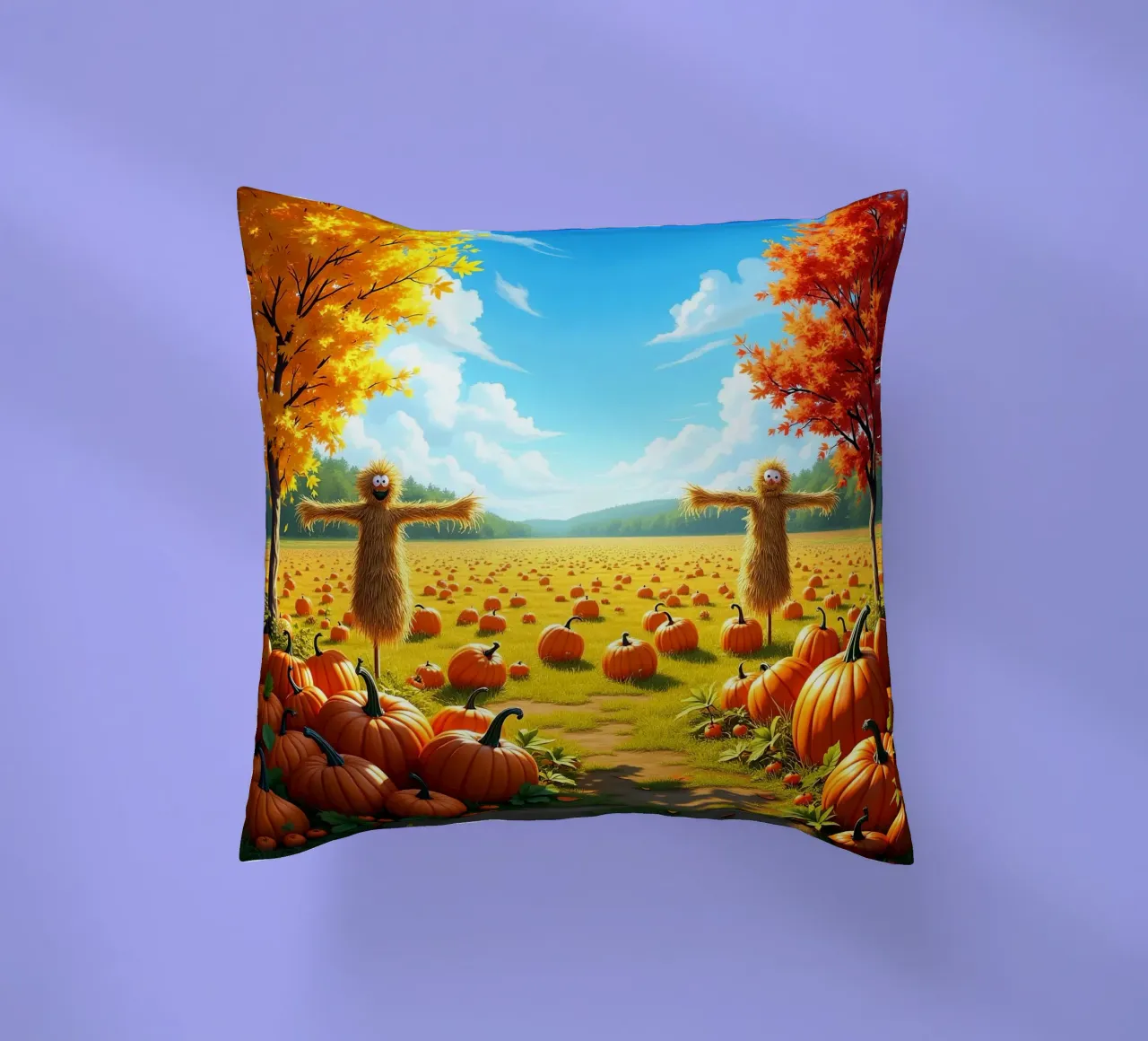 Campo_di_zucca_spaventapasseri_2 cuscino da Fantasie & Mystikwelten by LK
