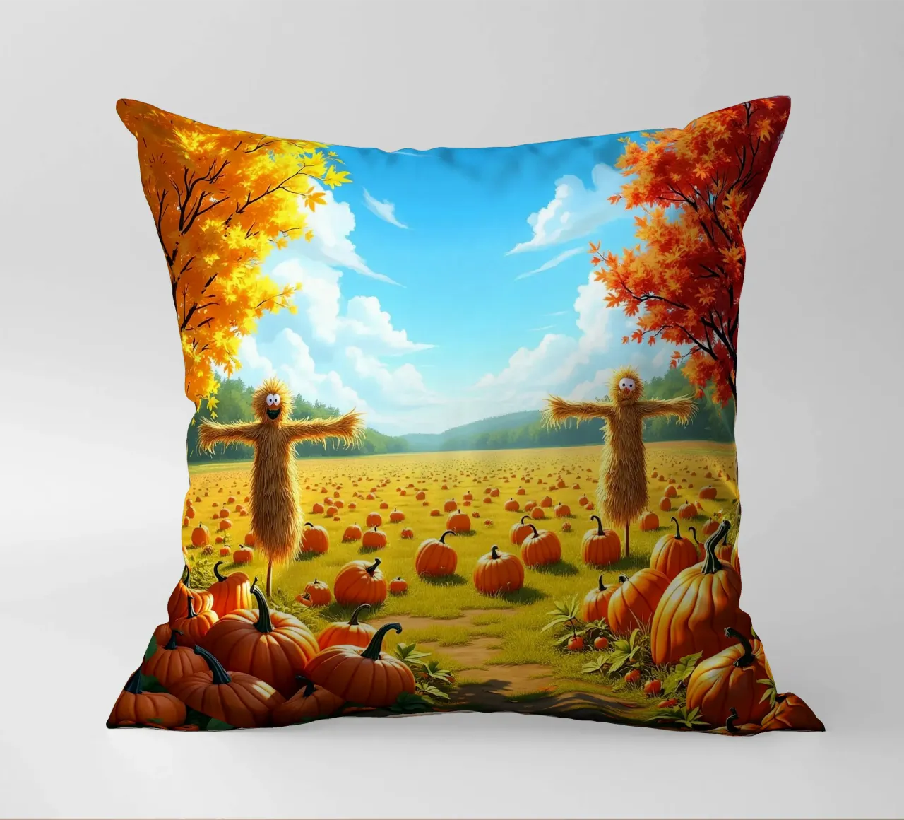 Campo_di_zucca_spaventapasseri_2 cuscino da Fantasie & Mystikwelten by LK