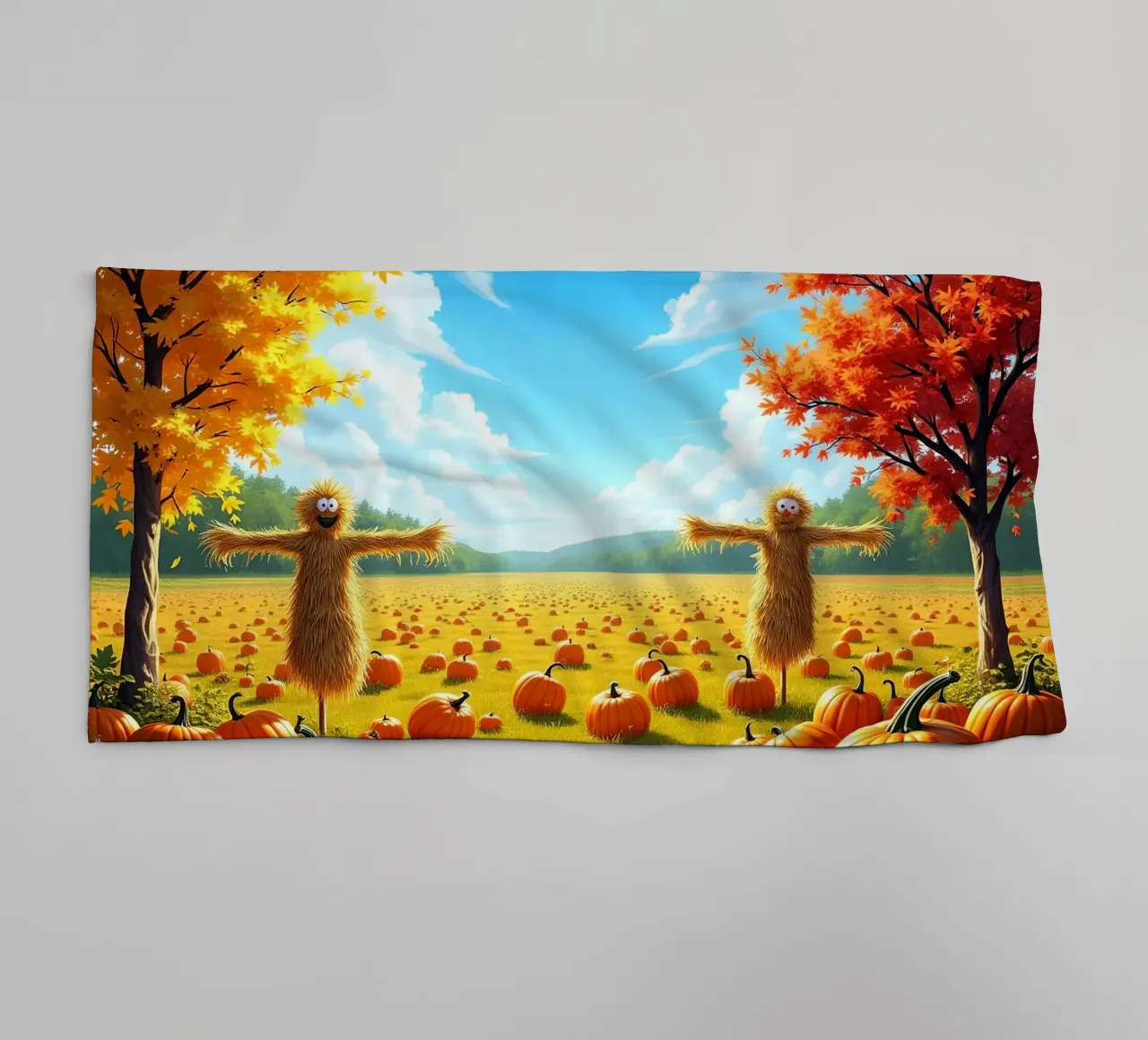 Campo_di_zucca_spaventapasseri_2 asciugamano da bagno da Fantasie & Mystikwelten by LK