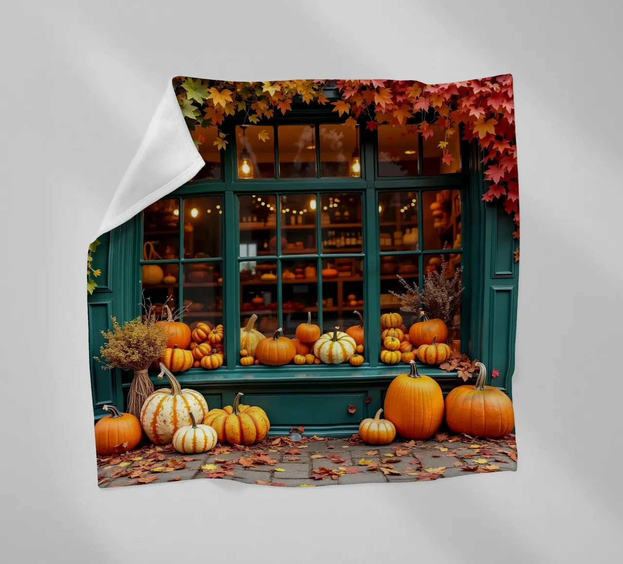 Vetrina con zucche_3 coperta in pile da Fantasie & Mystikwelten by LK