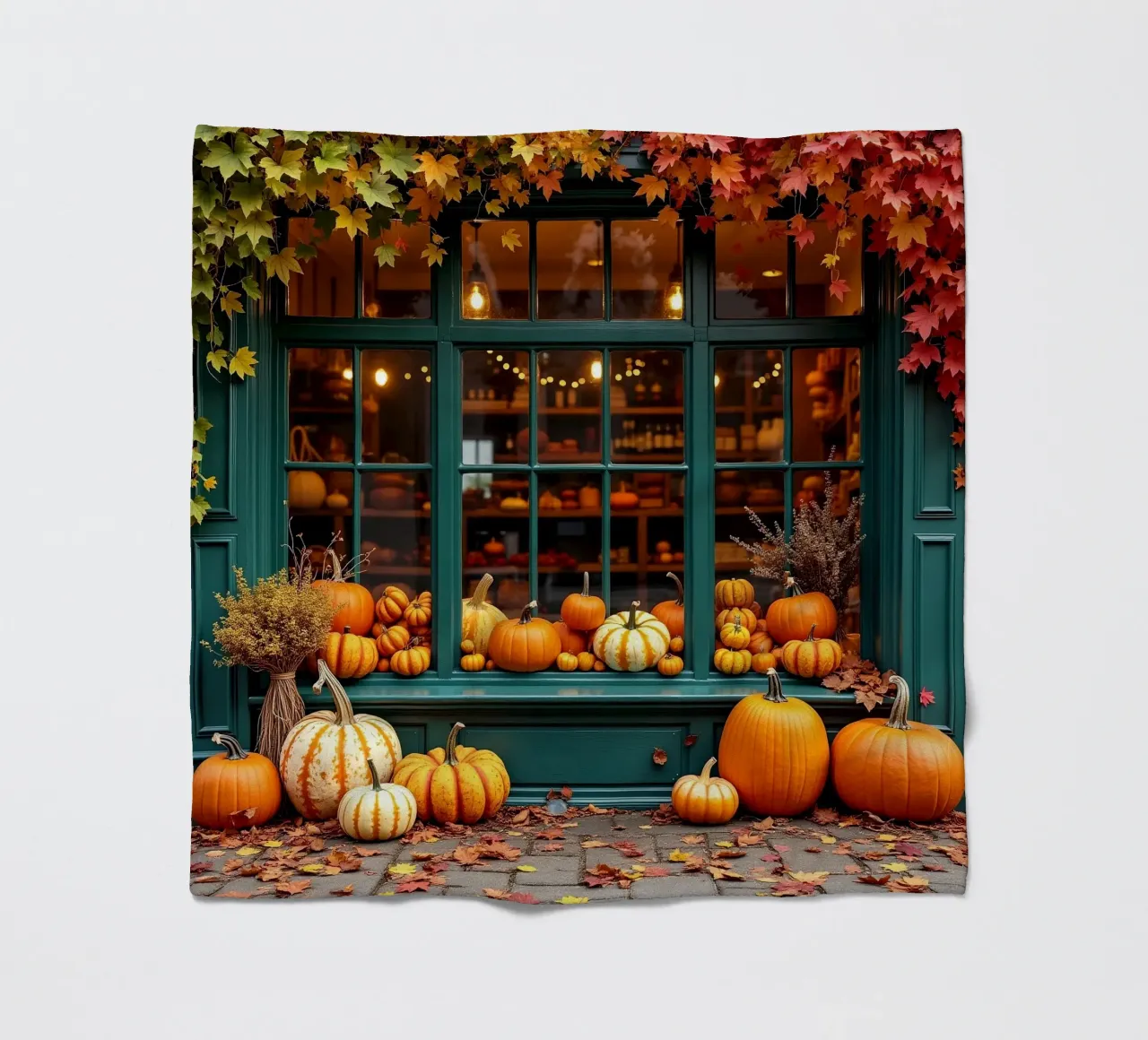 Vetrina con zucche_3 coperta in pile da Fantasie & Mystikwelten by LK