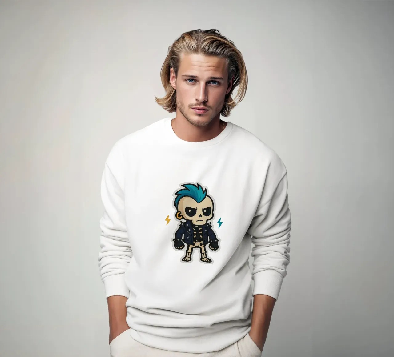 Squelette Punk Kawaii – Attitude rebelle et mignonne felpa da Punk & Cute - Affiches & Stickers