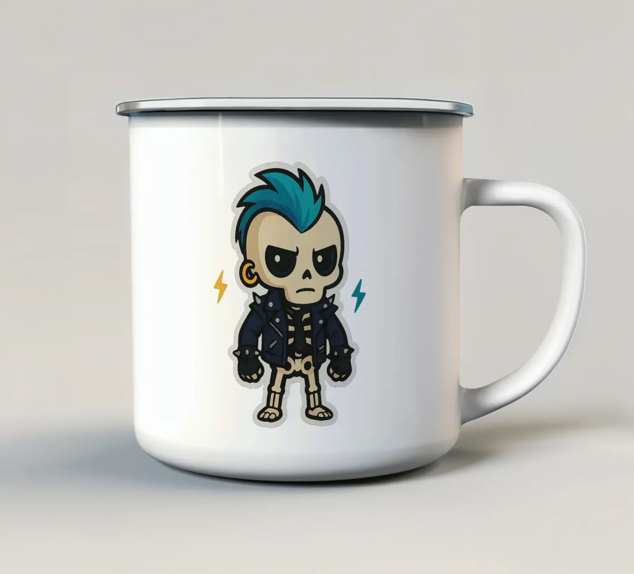 Squelette Punk Kawaii – Attitude rebelle et mignonne tazza in smalto da Punk & Cute - Affiches & Stickers