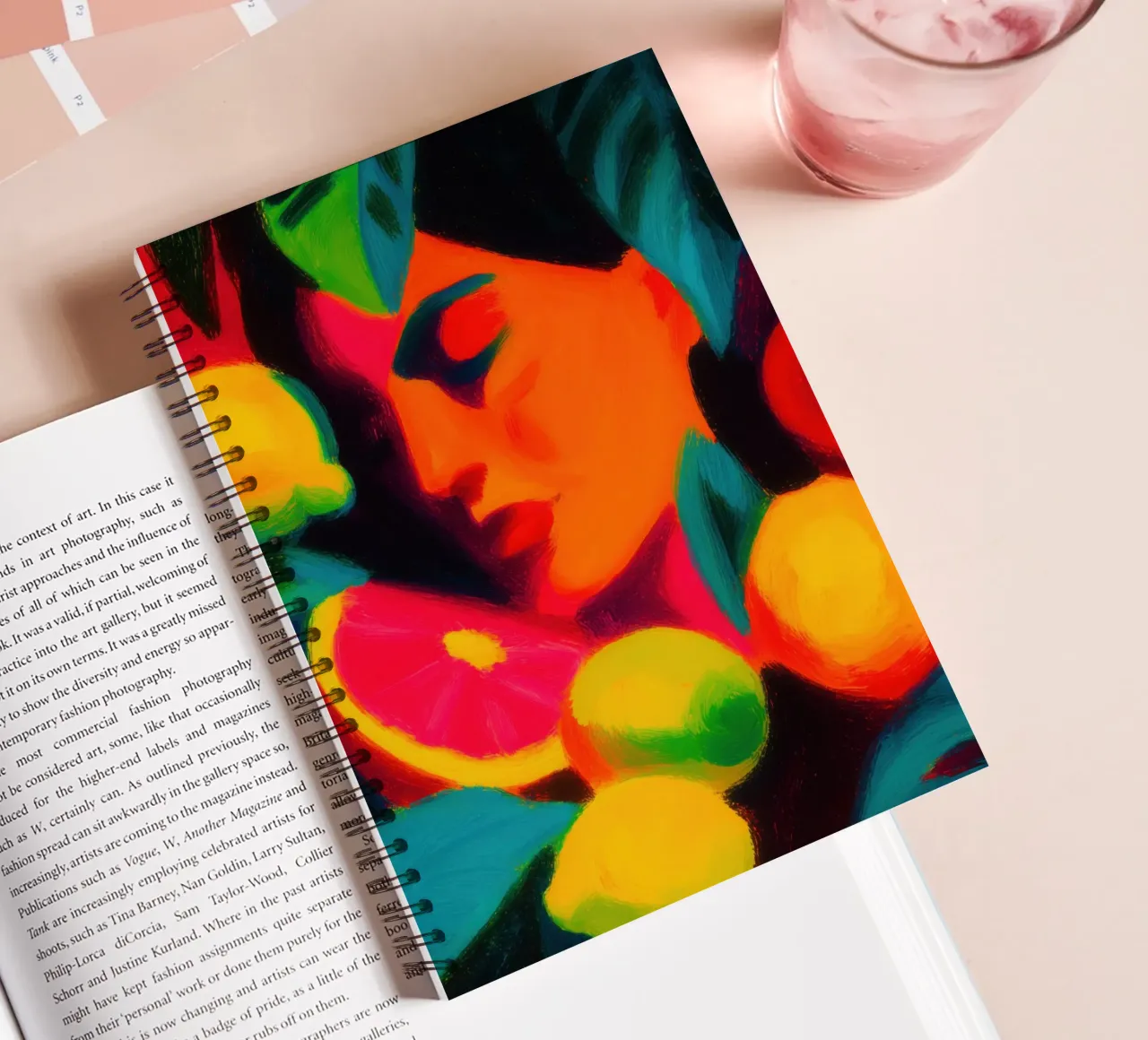 Tropical women's portrait | Fruity colour explosion spiral notebook by Autofocus