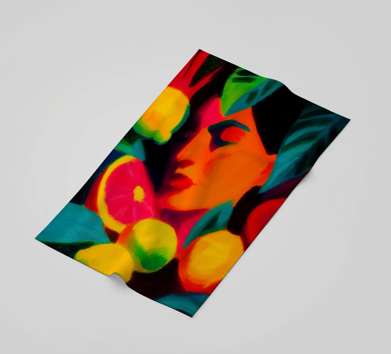 Tropical women's portrait | Fruity colour explosion beach towel by Autofocus