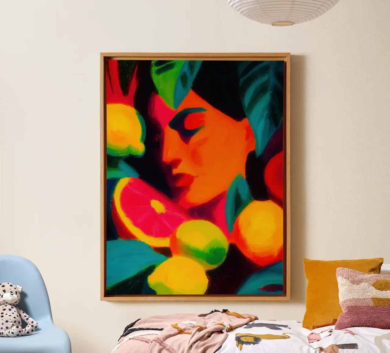 Tropical women's portrait | Fruity colour explosion canvas by Autofocus