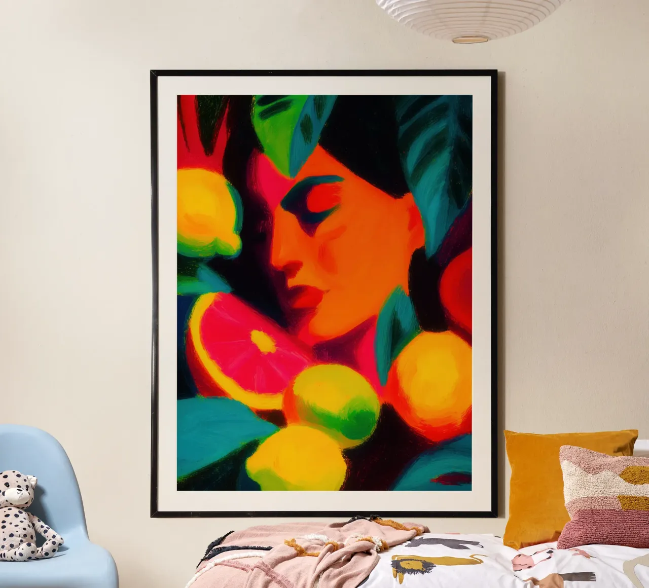 Tropical women's portrait | Fruity colour explosion poster by Autofocus