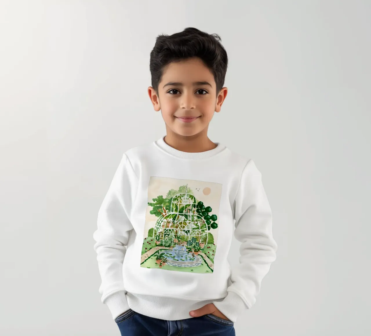 Acquerello botanico a guazzo felpa bambino da janna shop