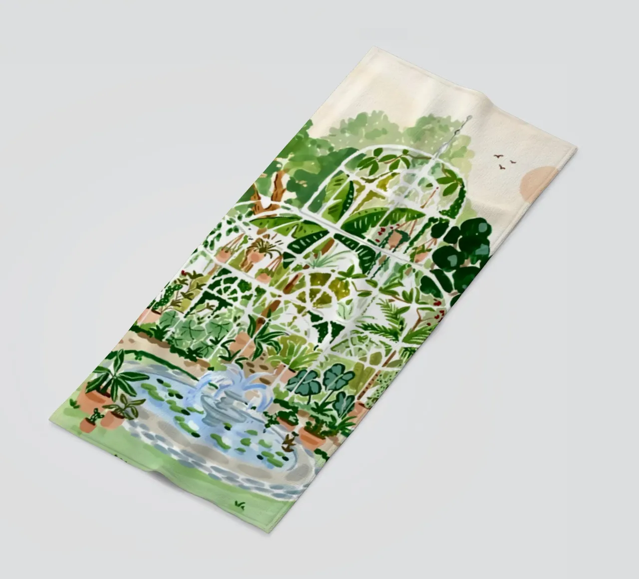 Acquerello botanico a guazzo telo mare da janna shop