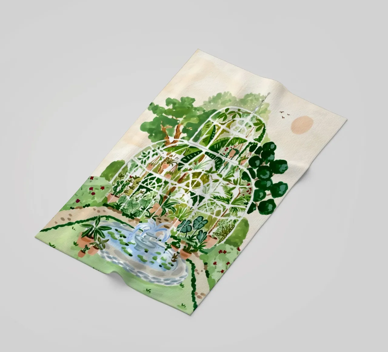 Acquerello botanico a guazzo telo mare da janna shop