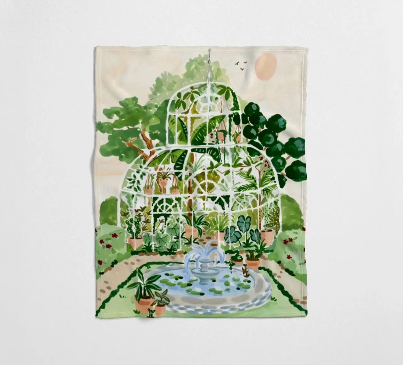 Acquerello botanico a guazzo coperta in pile da janna shop